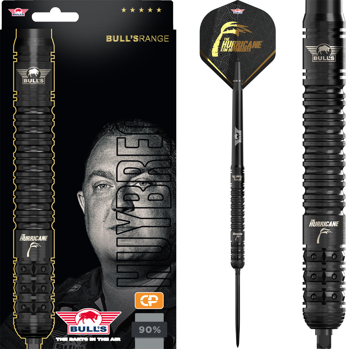 Bulls Kim Huybrechts CP Darts - Steel Tip - 90% Tungsten - E2 Black