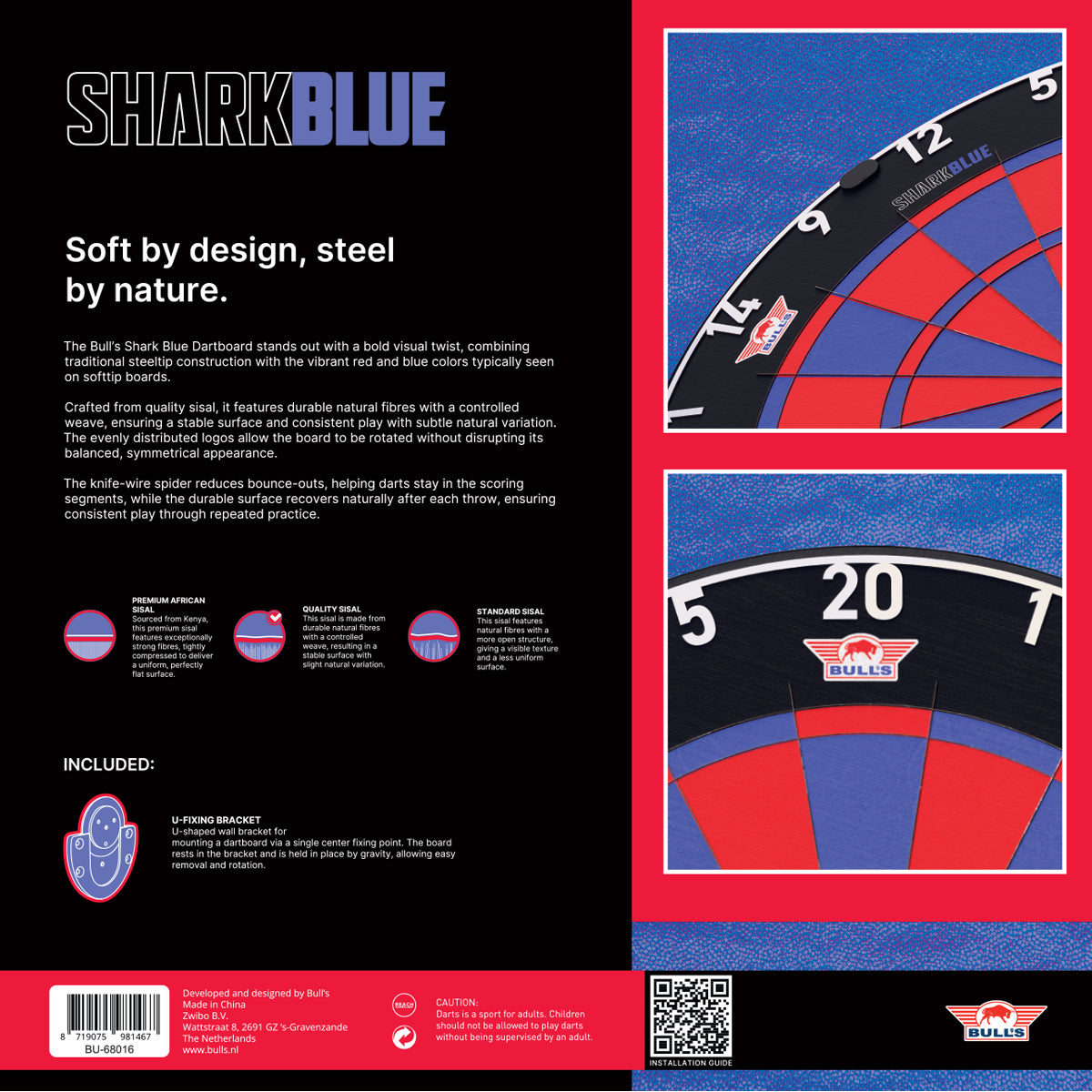 Bulls Shark Pro Dartboard - Professional - Blue