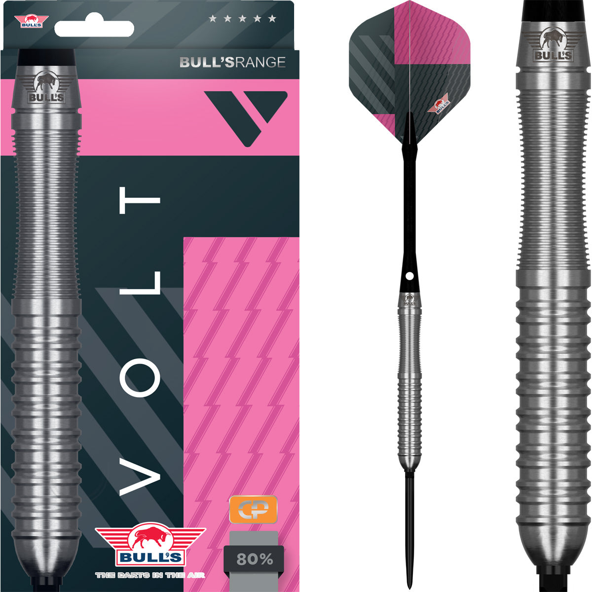 Bulls Volt CP Darts - Steel Tip - 80% Tungsten - Pink