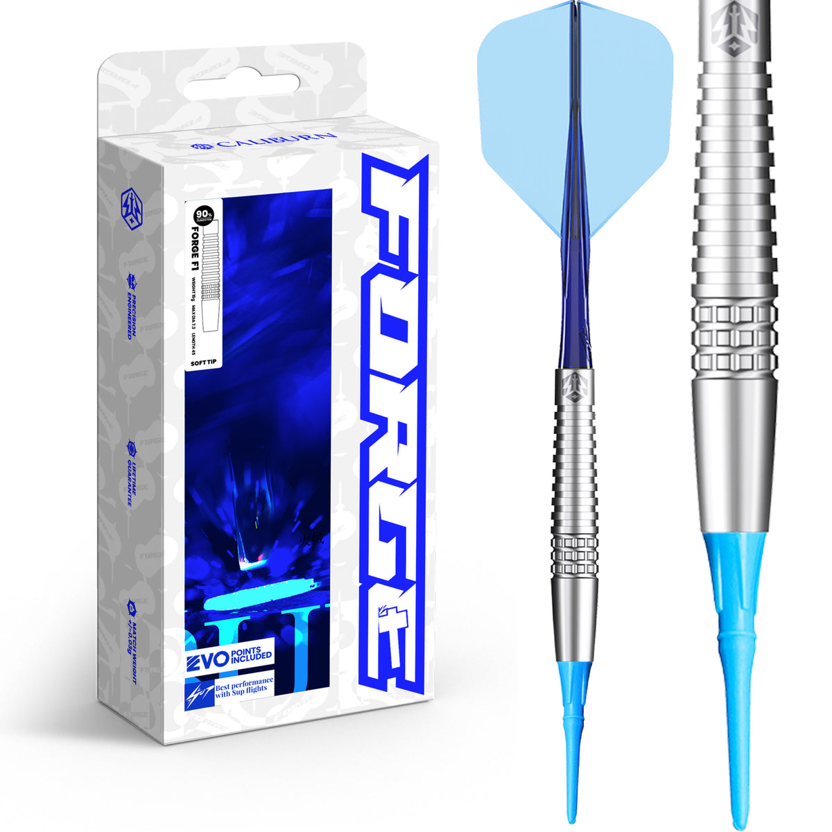 Caliburn Forge Darts - Soft Tip - 90% Tungsten - F1 - 19g