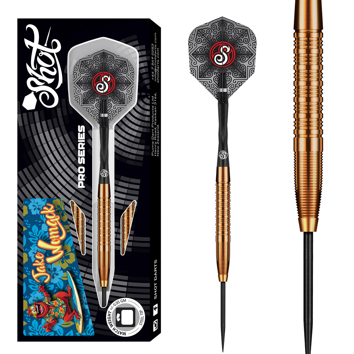 Shot Pro Series Darts - Steel Tip - 90% Tungsten - Jake Womack - 23g