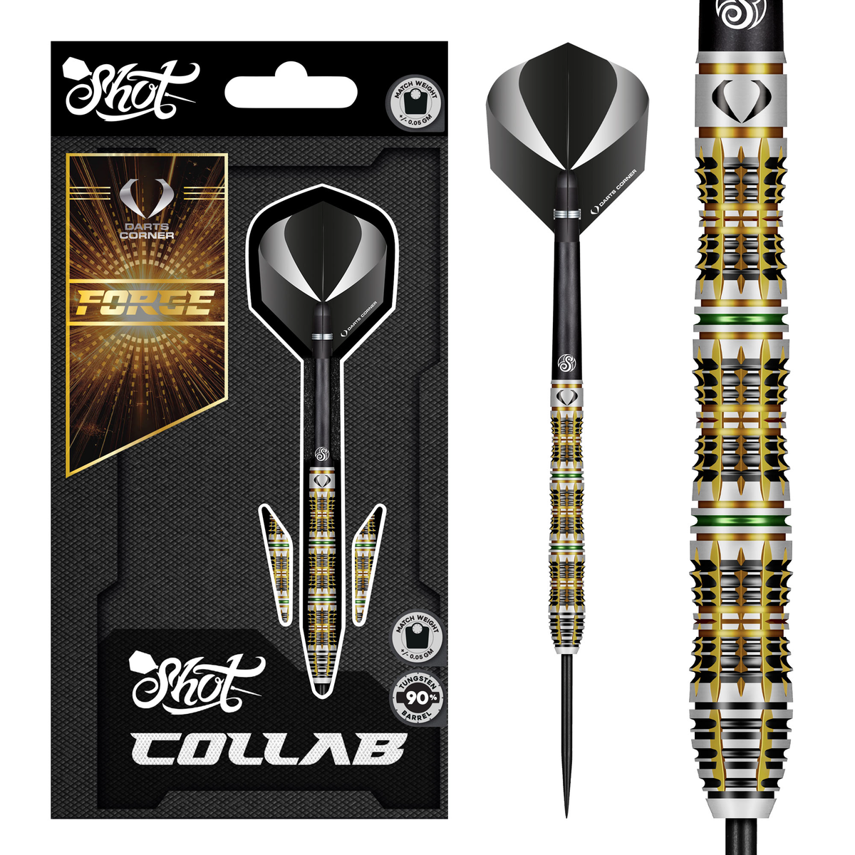 Shot x DC Collab Darts - Steel Tip - 90% Tungsten - Forge