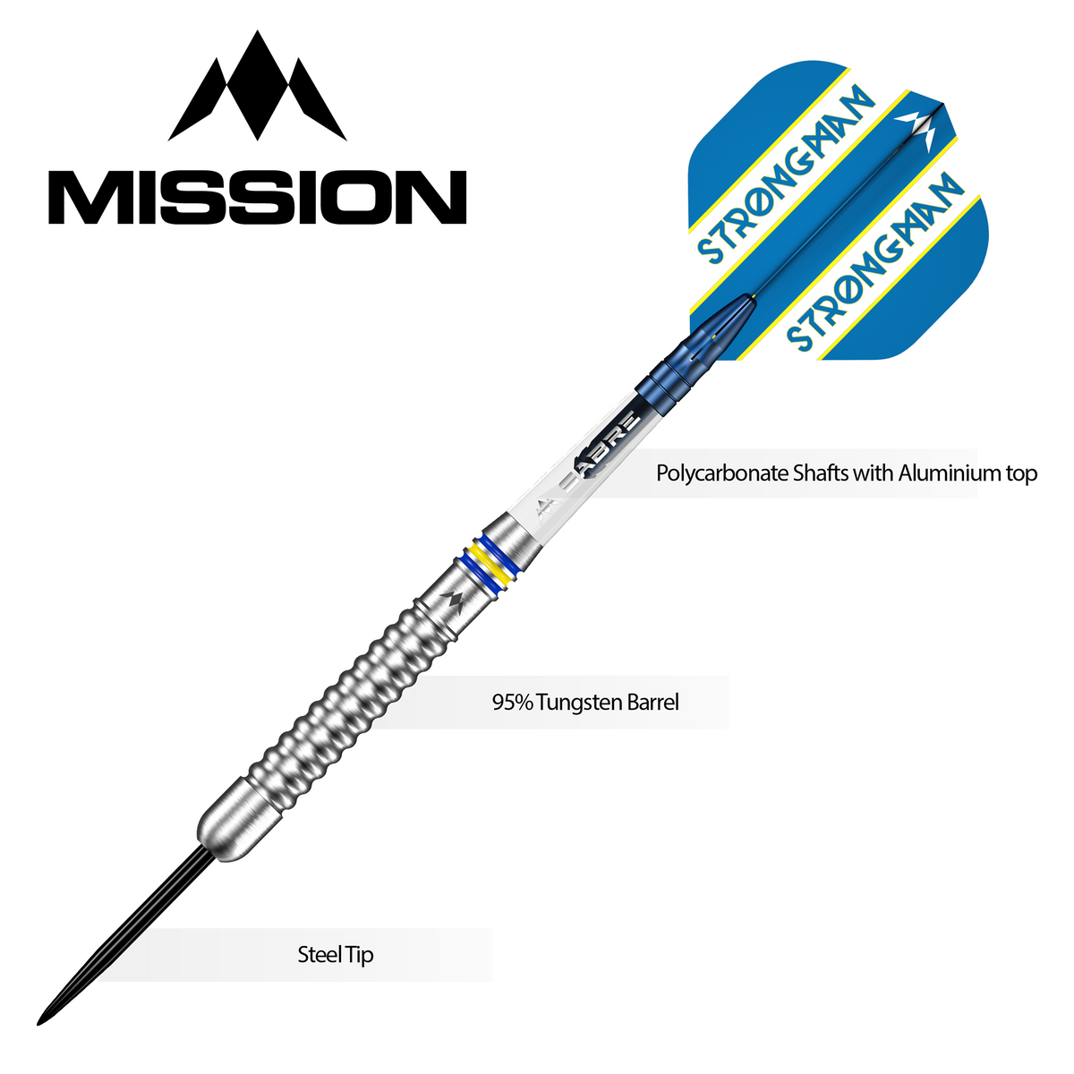 *Mission Dennis Nilsson Darts - Steel Tip - 95% Tungsten - Silver