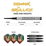 Mission Dominik Grüllich Darts - Soft Tip - 95% Tungsten - Silver-Black Rings