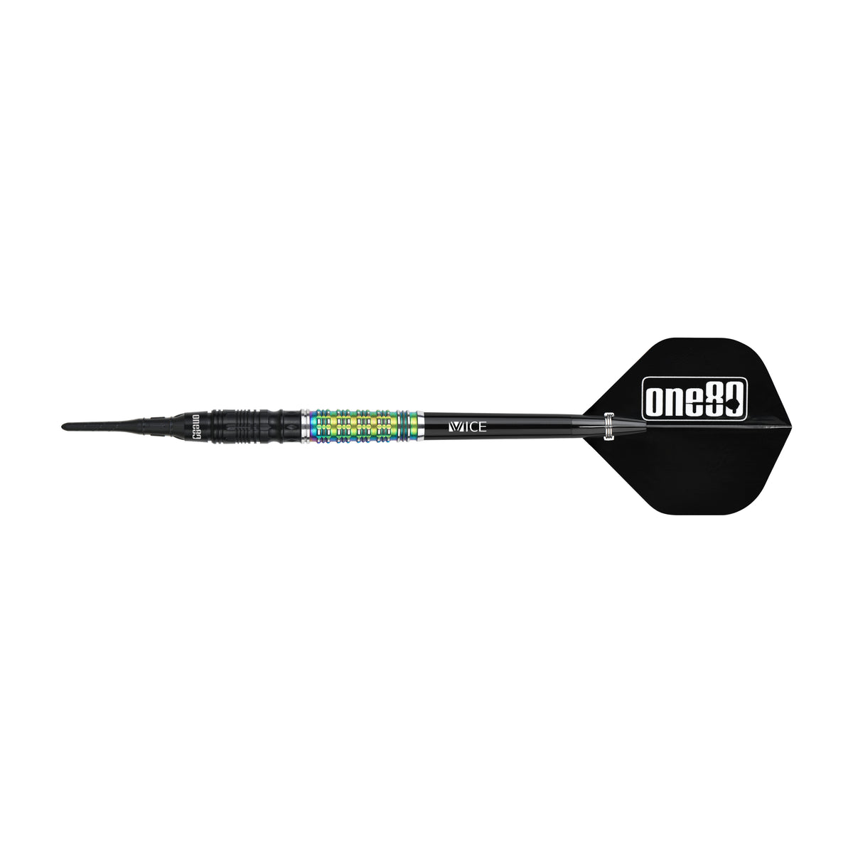 One80 Desmond Chin Darts - Soft Tip - 90% Tungsten - V2 - Black & Rainbow - 20g