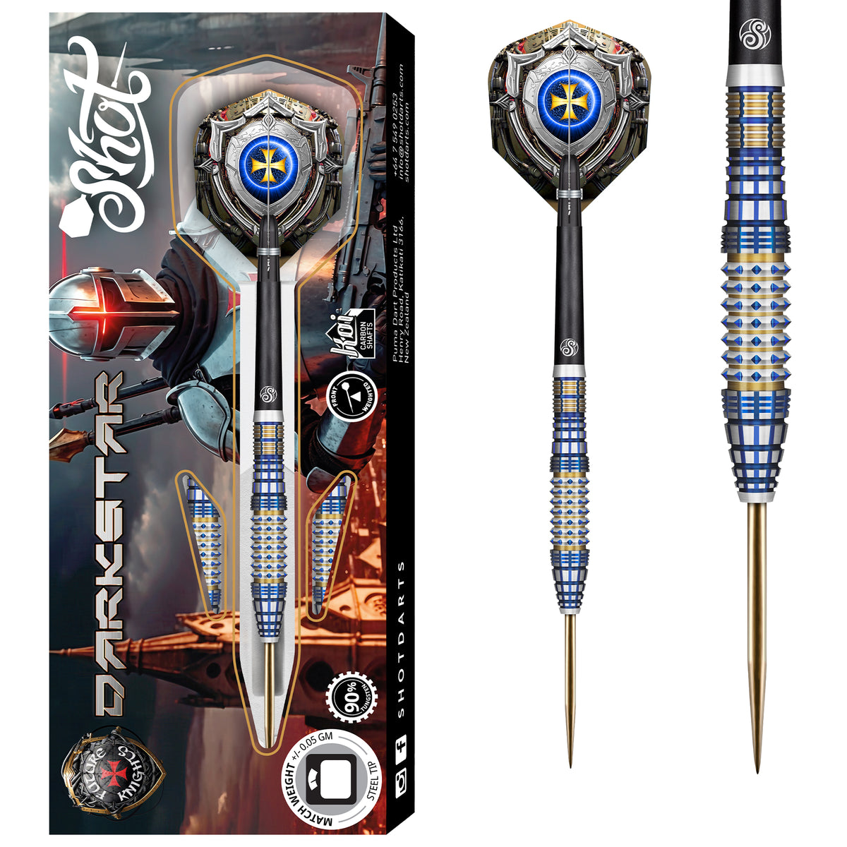 Shot Future Knights Darts - Steel Tip - 90% Tungsten - Darkstar