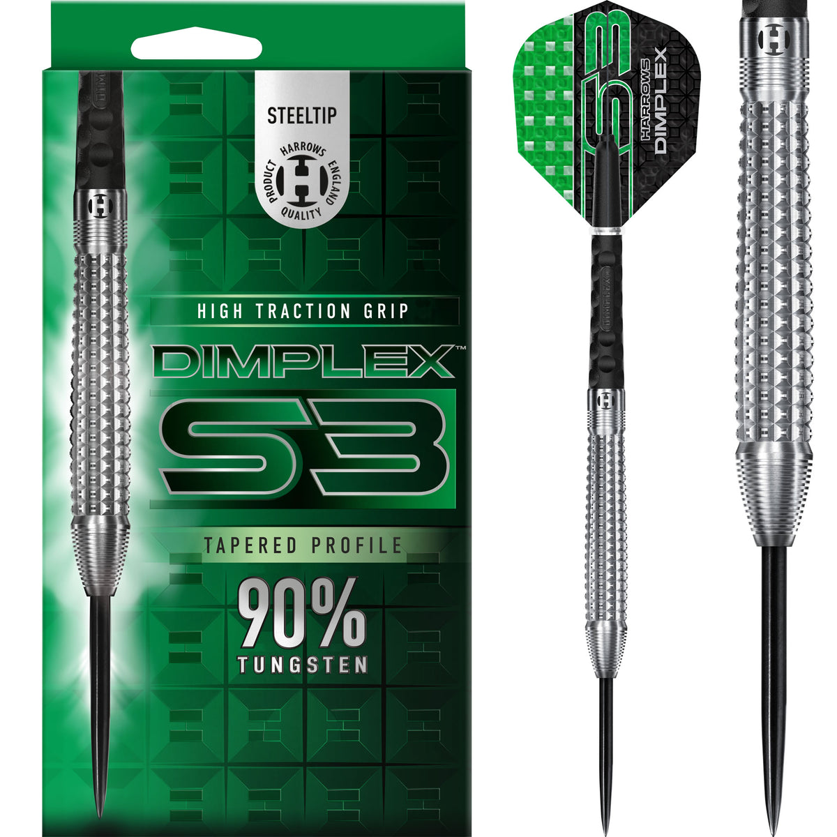 *Harrows Dimplex S3 Darts - Steel Tip - 90% Tungsten - Tapered