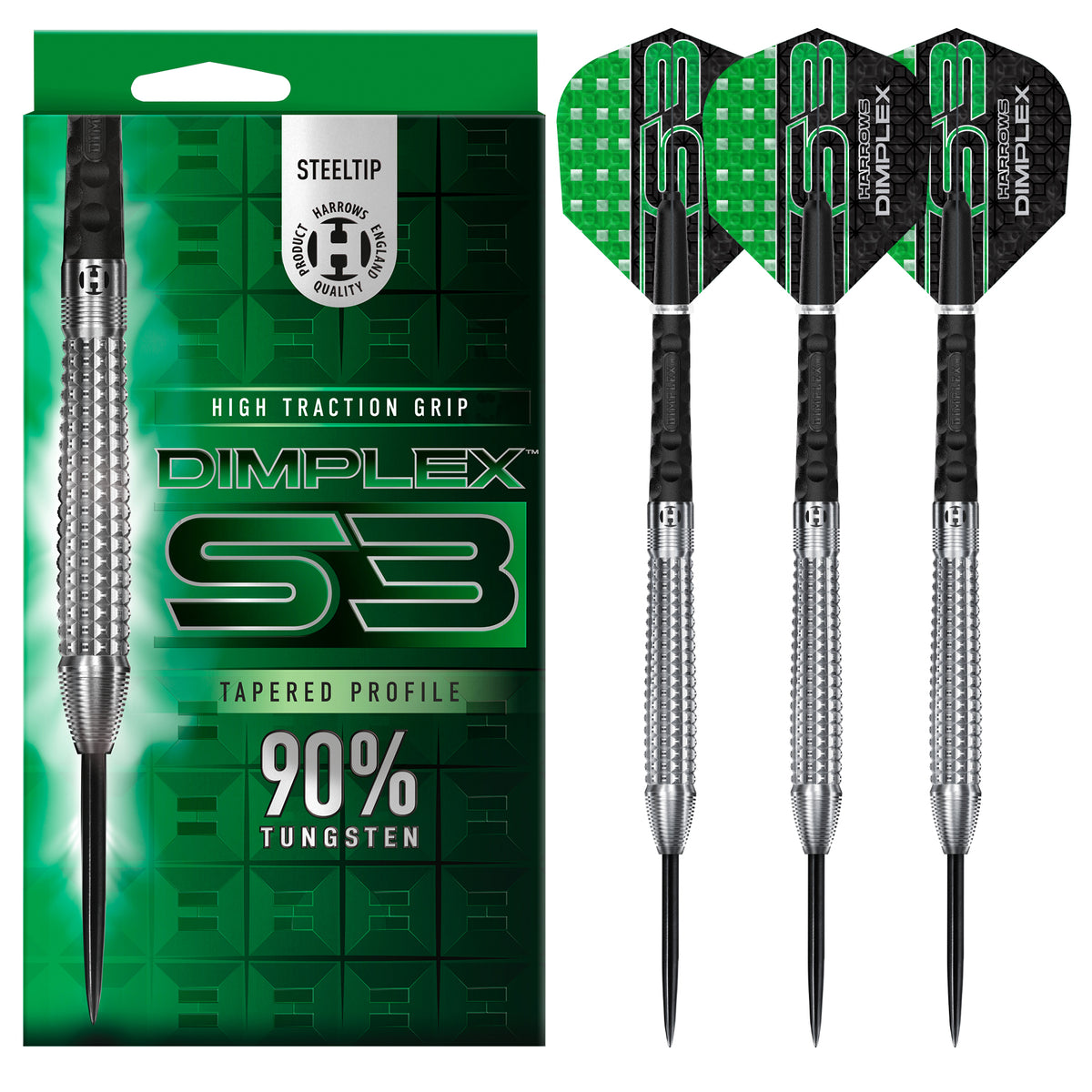 *Harrows Dimplex S3 Darts - Steel Tip - 90% Tungsten - Tapered