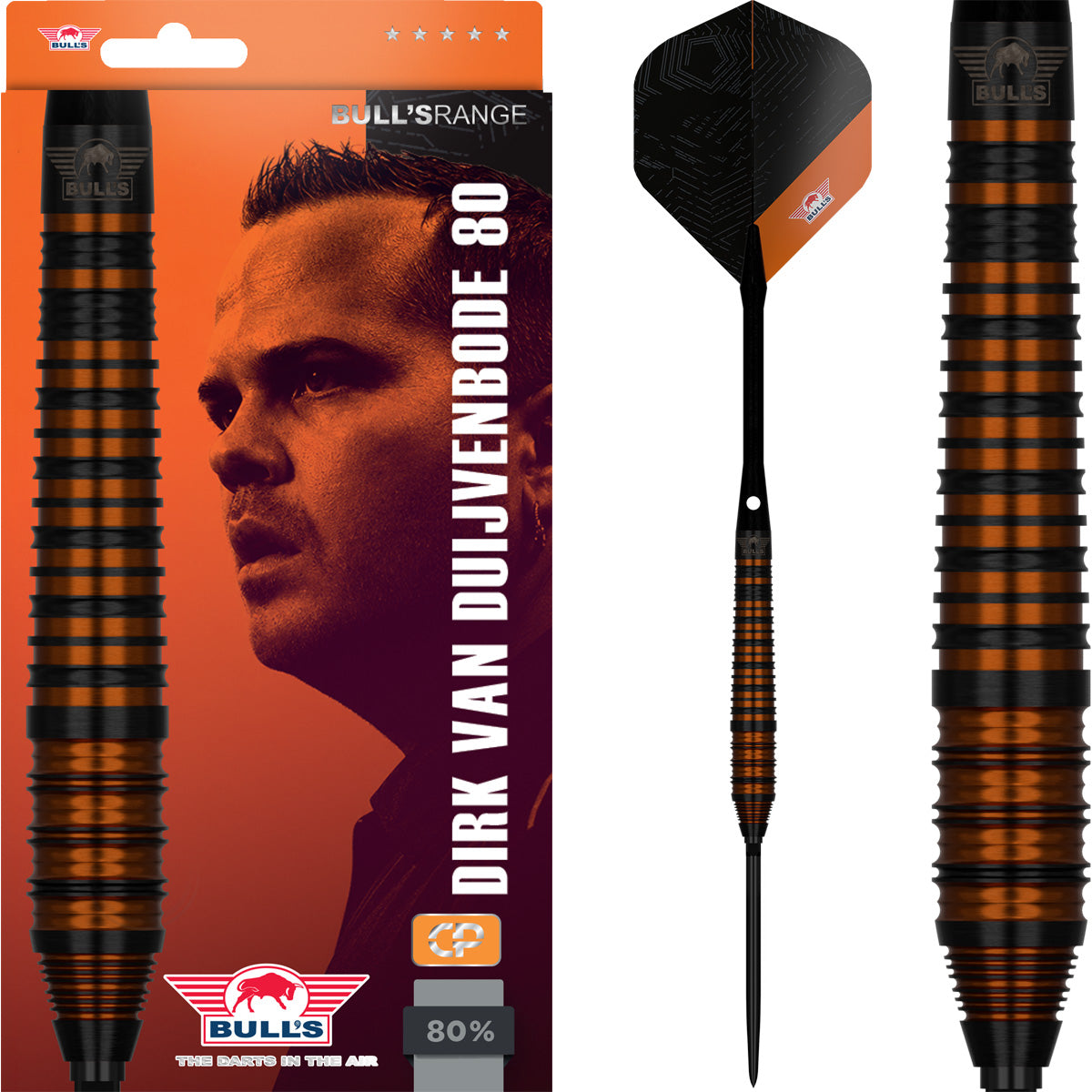 Bulls Dirk van Duijvenbode CP Darts - Steel Tip - 80% Tungsten - Black