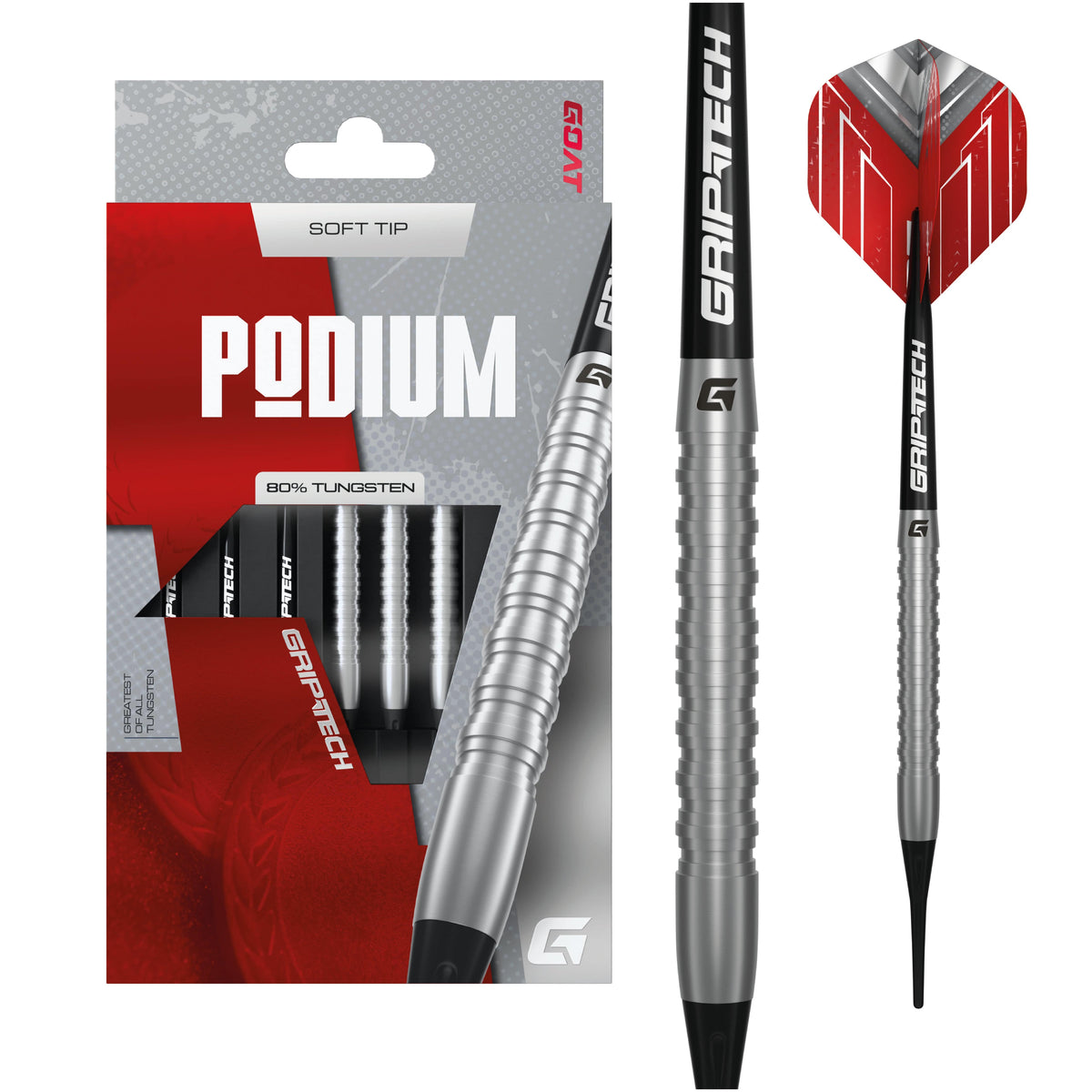 Goat Podium Darts - Soft Tip - 80% Tungsten - Silver - 18g