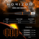 Mission Horizon Darts - Steel Tip - 95% Tungsten - Black PVD & Orange