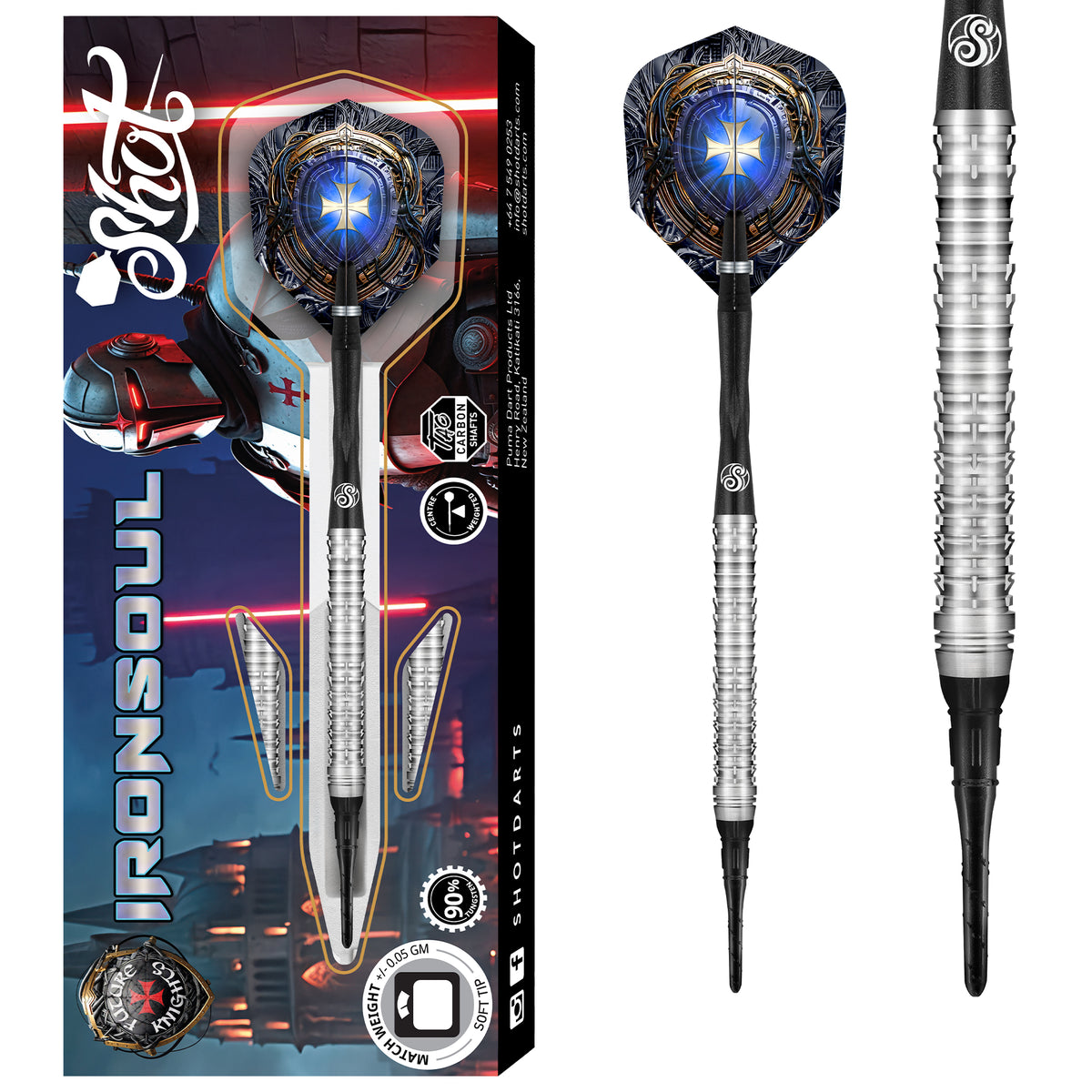 Shot Future Knights Darts - Soft Tip - 90% Tungsten - Ironsoul - 20g