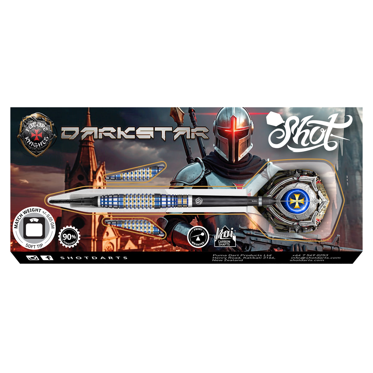 Shot Future Knights Darts - Soft Tip - 90% Tungsten - Darkstar - 20g