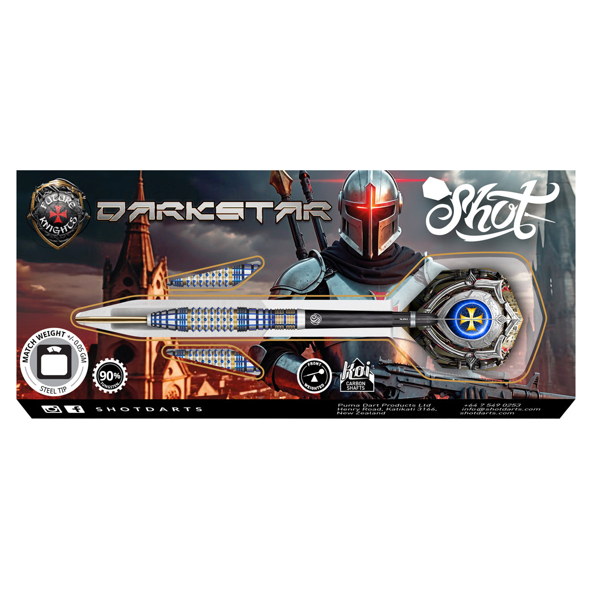 Shot Future Knights Darts - Steel Tip - 90% Tungsten - Darkstar