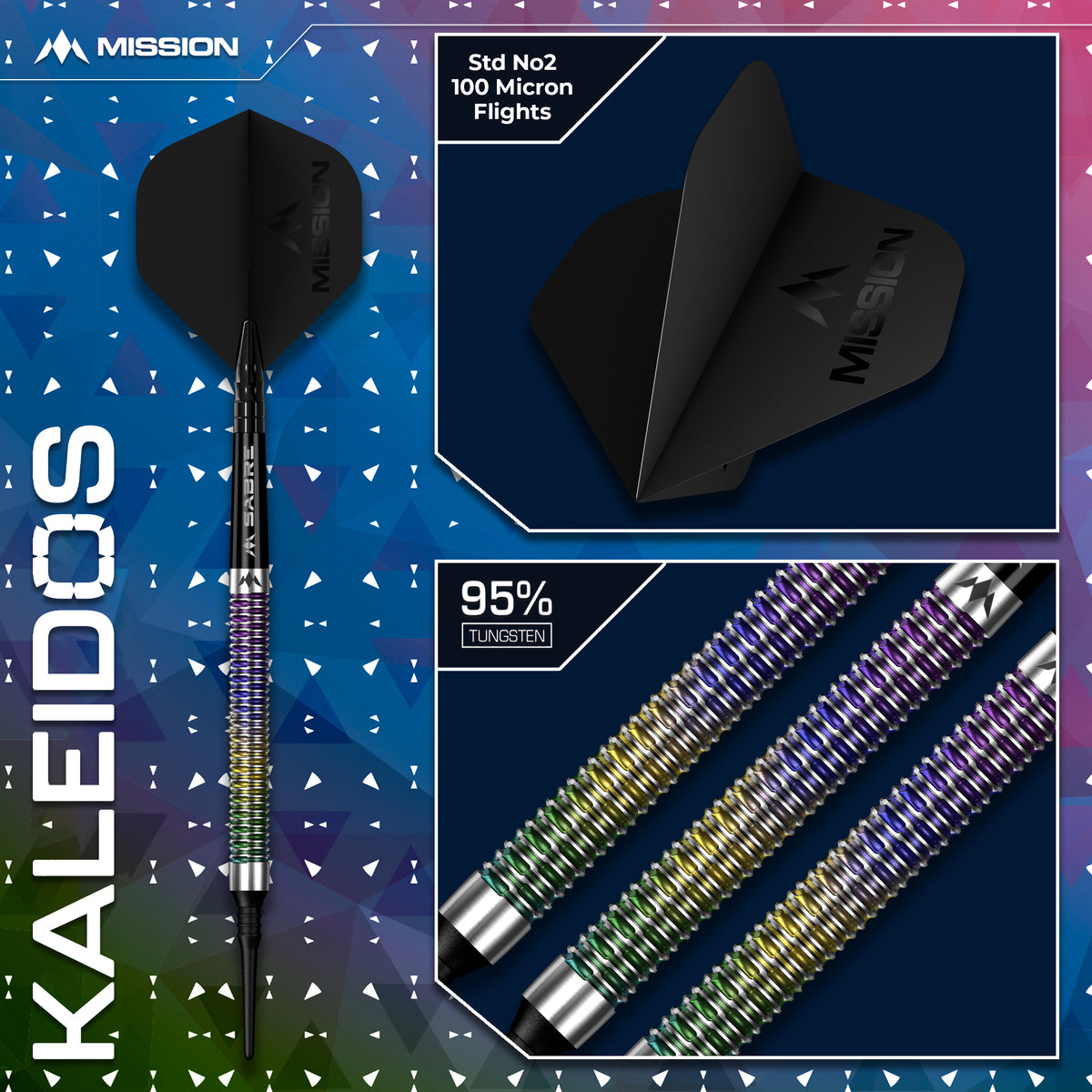 Mission Kaleidos Darts - Soft Tip - 95% Tungsten