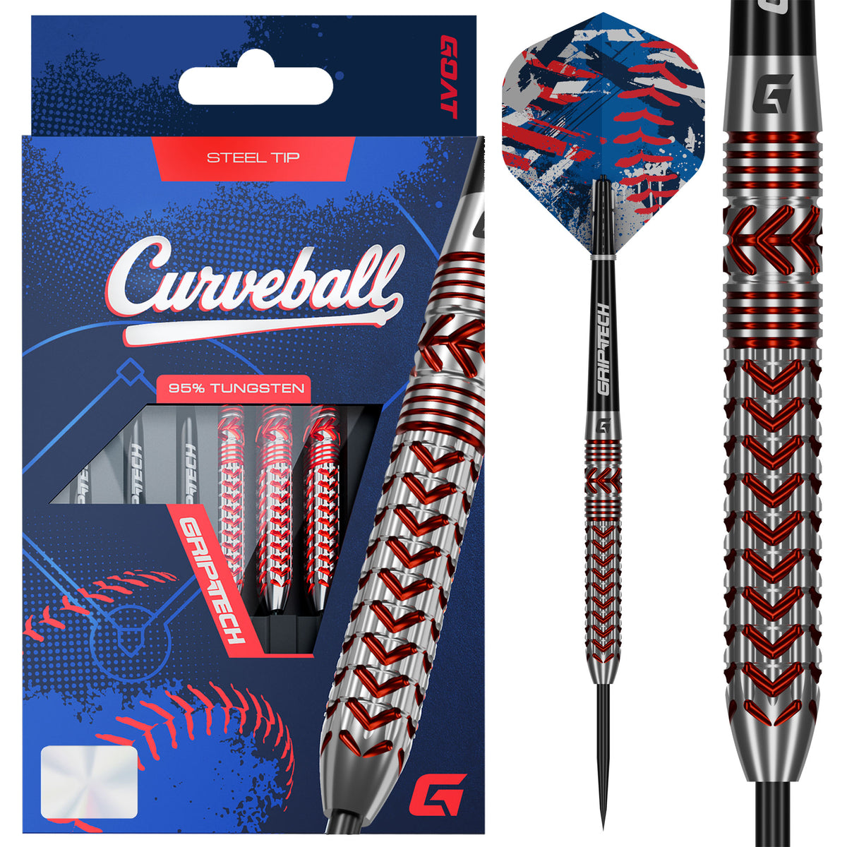 GOAT Curveball Darts - 95% Tungsten - Steel Tip