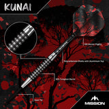 Mission Kunai Darts - Steel Tip - 95% Tungsten - Black PVD