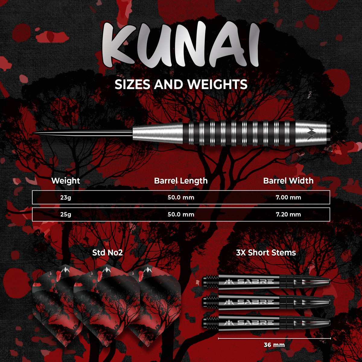 Mission Kunai Darts - Steel Tip - 95% Tungsten - Black PVD