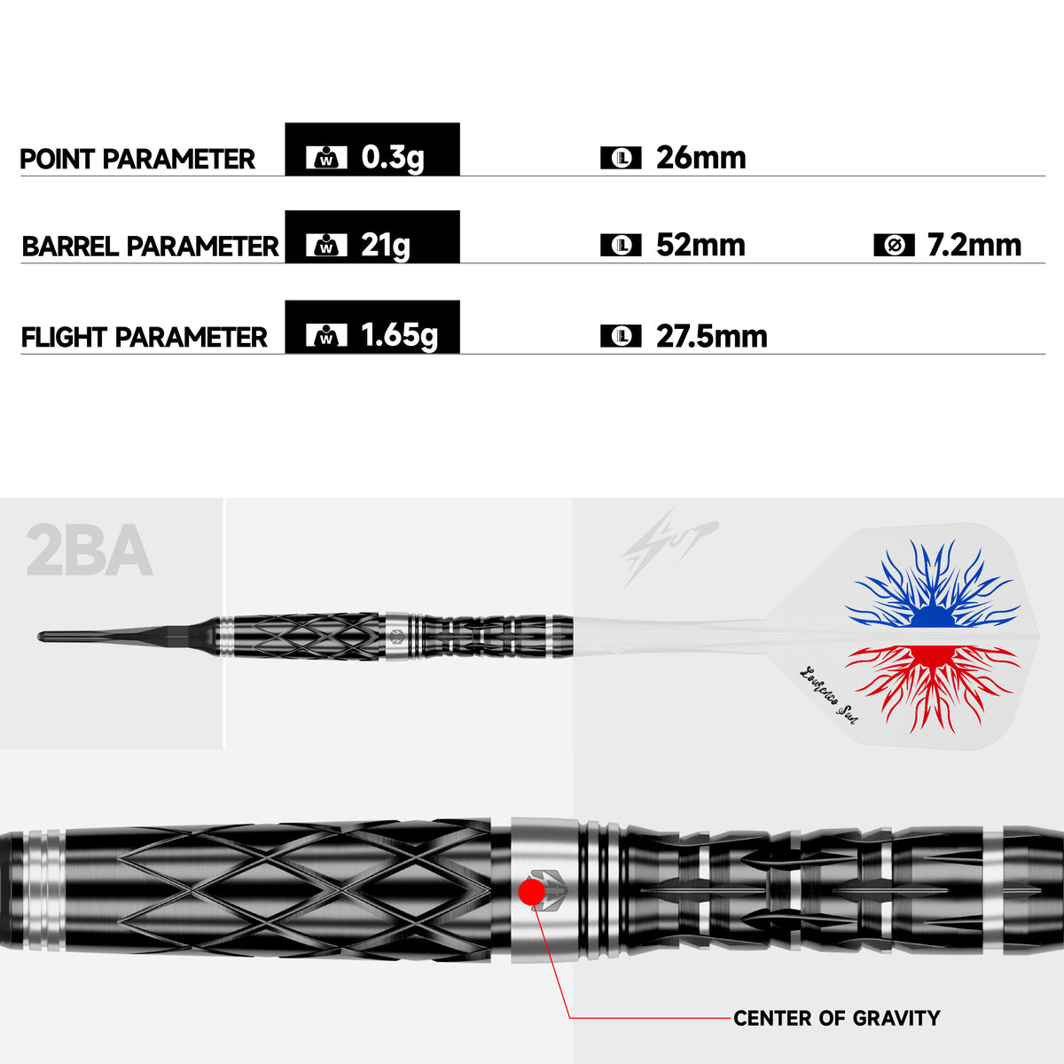 Caliburn Players Darts - Soft Tip - 90% Tungsten - Lourenco