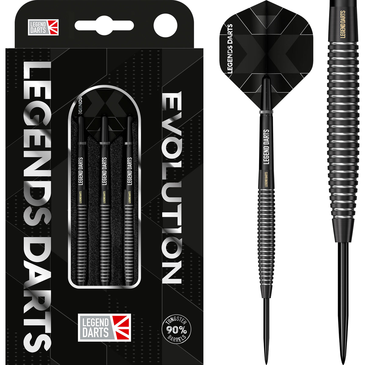 *Legend Darts - Steel Tip - Revolution Series - B08 - Black - Torpedo Ring