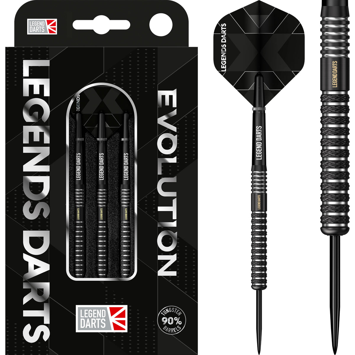 Legend Darts - Steel Tip - Revolution Series - B10 - Black - Front Knurl