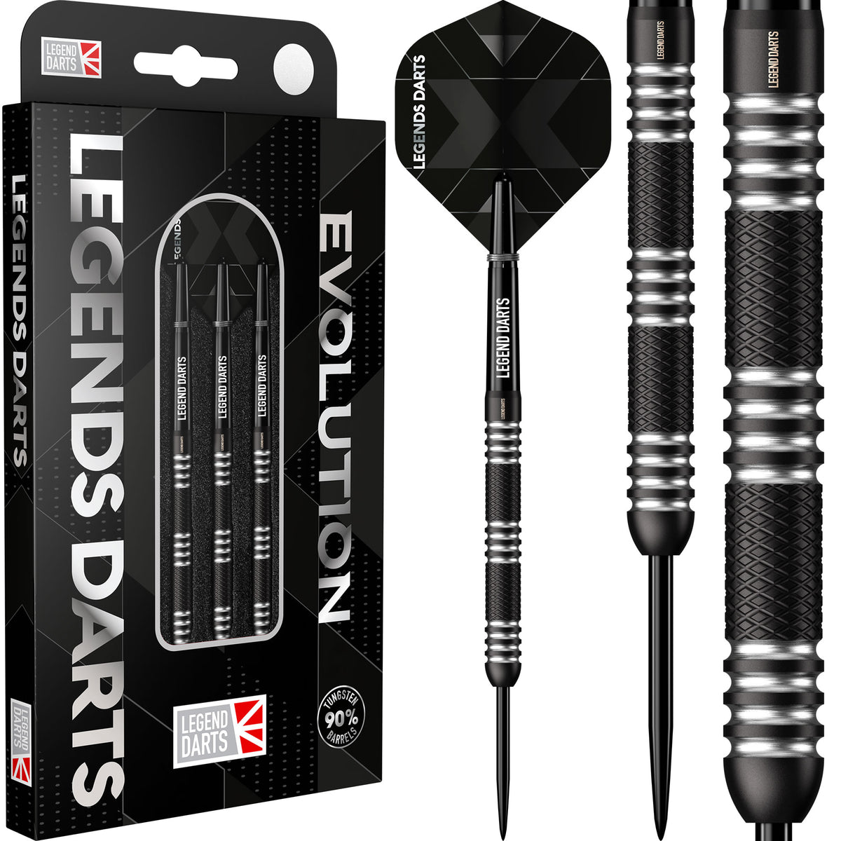 *Legend Darts - Steel Tip - Revolution Series - B02 - Black - Straight Knurled
