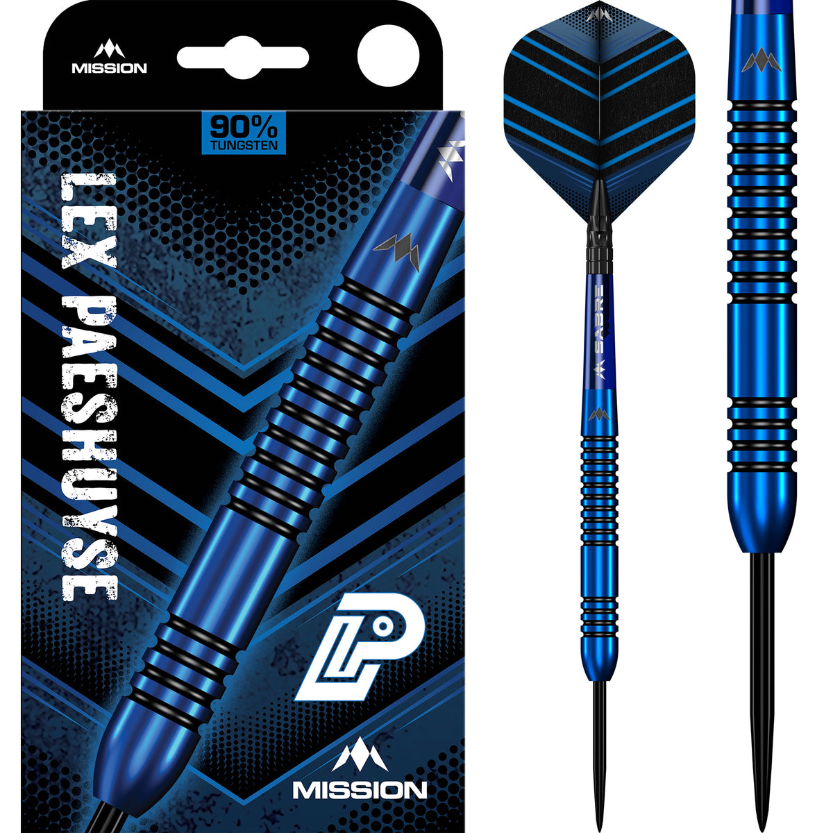 Mission Lex Paeshuyse Darts - Steel Tip - 90% Tungsten - Blue & Black