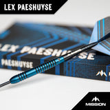 Mission Lex Paeshuyse Darts - Steel Tip - 90% Tungsten - Blue & Black