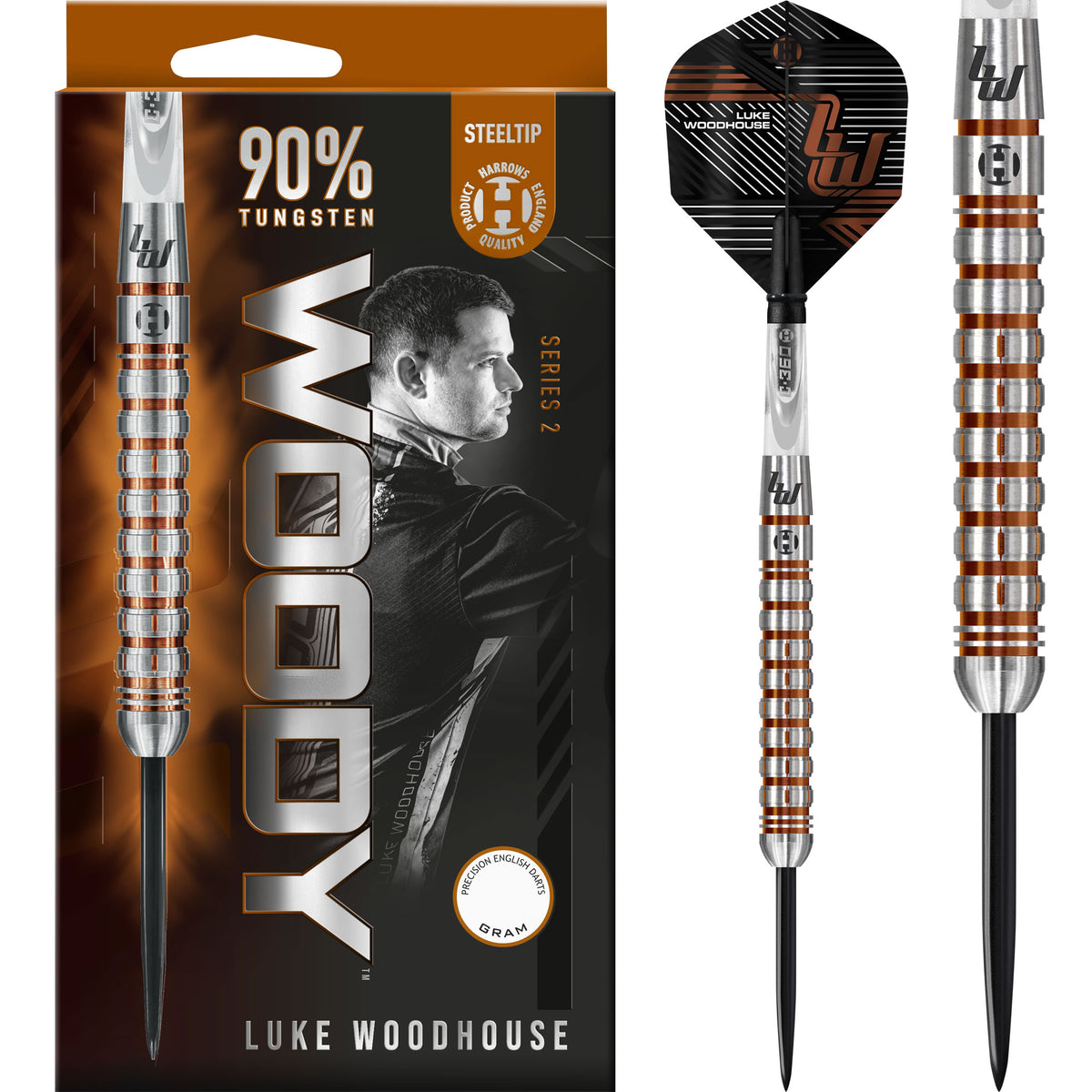 *Harrows Luke Woodhouse Darts - Woody - Steel Tip - 90% Tungsten - Series 2