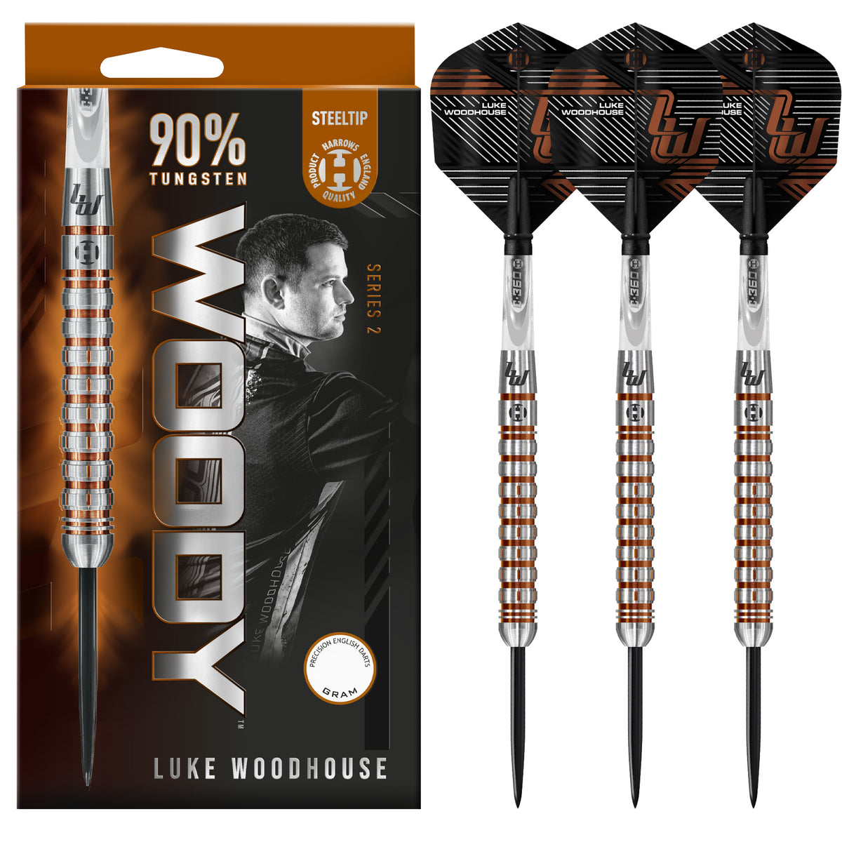 *Harrows Luke Woodhouse Darts - Woody - Steel Tip - 90% Tungsten - Series 2