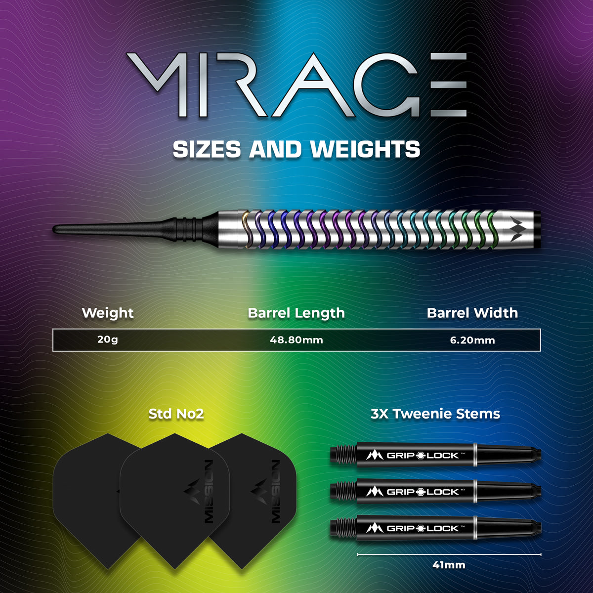 Mission Mirage Darts - Soft Tip - 90% Tungsten
