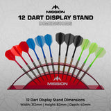 Mission Station 12 - holds 12 darts - Acrylic Darts Display Arc Colours