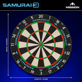 Mission Samurai 3 Dartboard - Professional - Knife Wire - Black Number Ring