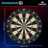 Mission Samurai 4 Dartboard - Professional - Knife Wire - White Spider