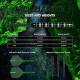 Mission Moldavite Darts - Steel Tip - 95% Tungsten - Black & Green