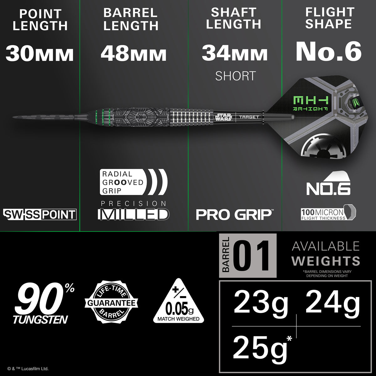 Target Star Wars Darts - Steel Tip - 90% Tungsten - Tie Fighter