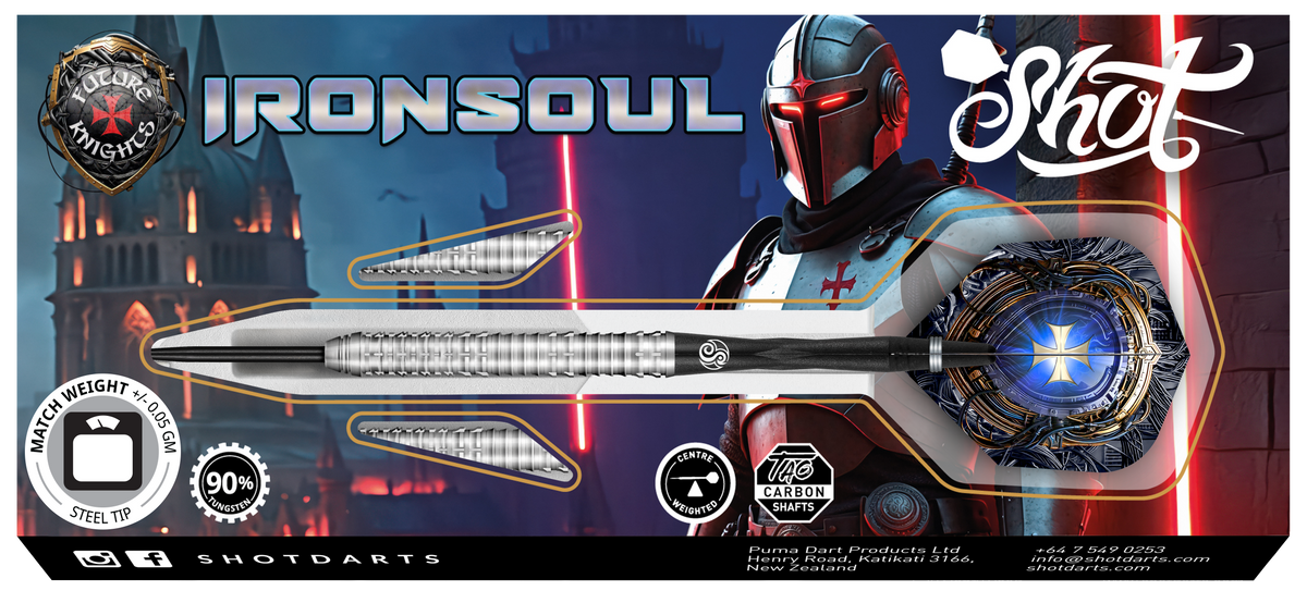 Shot Future Knights Darts - Steel Tip - 90% Tungsten - Ironsoul