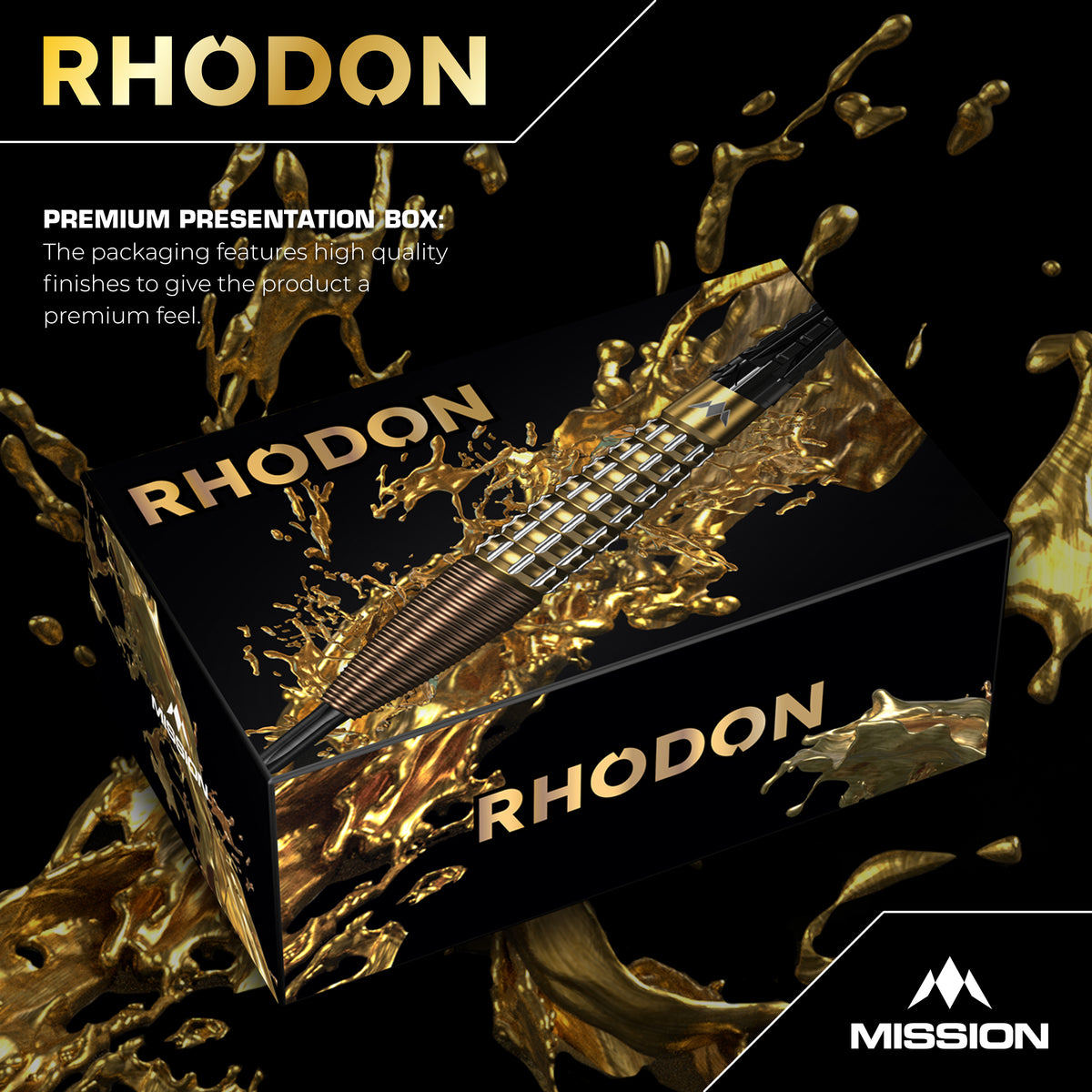 Mission Rhodon Darts - Steel Tip - 95% Tungsten - Bronze & Gold PVD