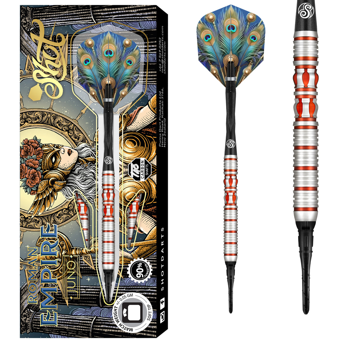 *Shot Roman Empire Darts - Soft Tip - 90% Tungsten - Juno