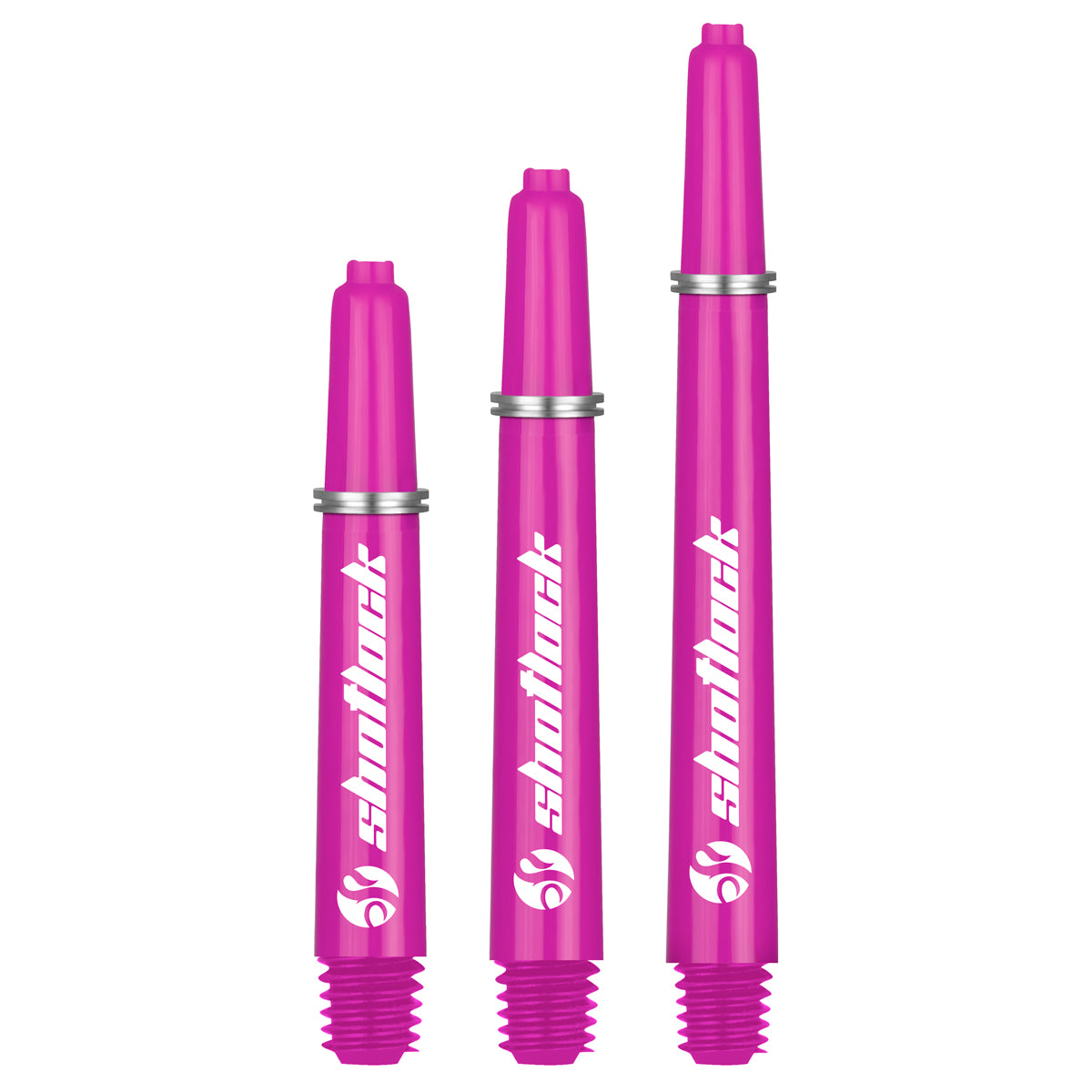 Shot Lock Dart Shafts - Durable Nylon Stems - with Shot Lock Rings - Pink