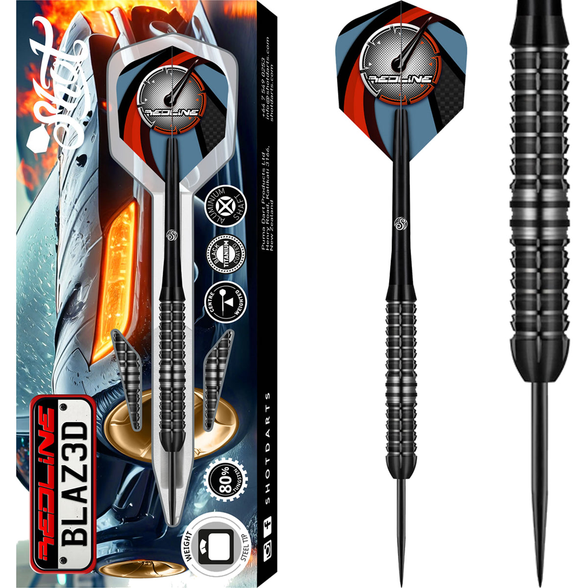 *Shot Redline Darts - Steel Tip - 80% Tungsten - BLAZ3D