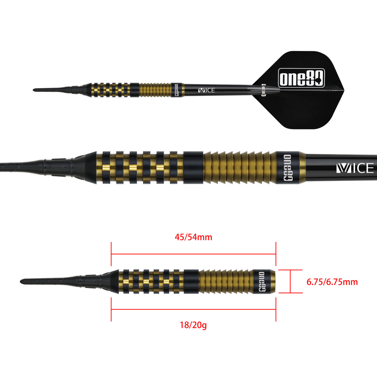 One80 Jeff Springer Darts - Soft Tip - 90% Tungsten