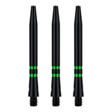 One80 TC Alu Dart Shafts - Regrooved Stems - Black & Green