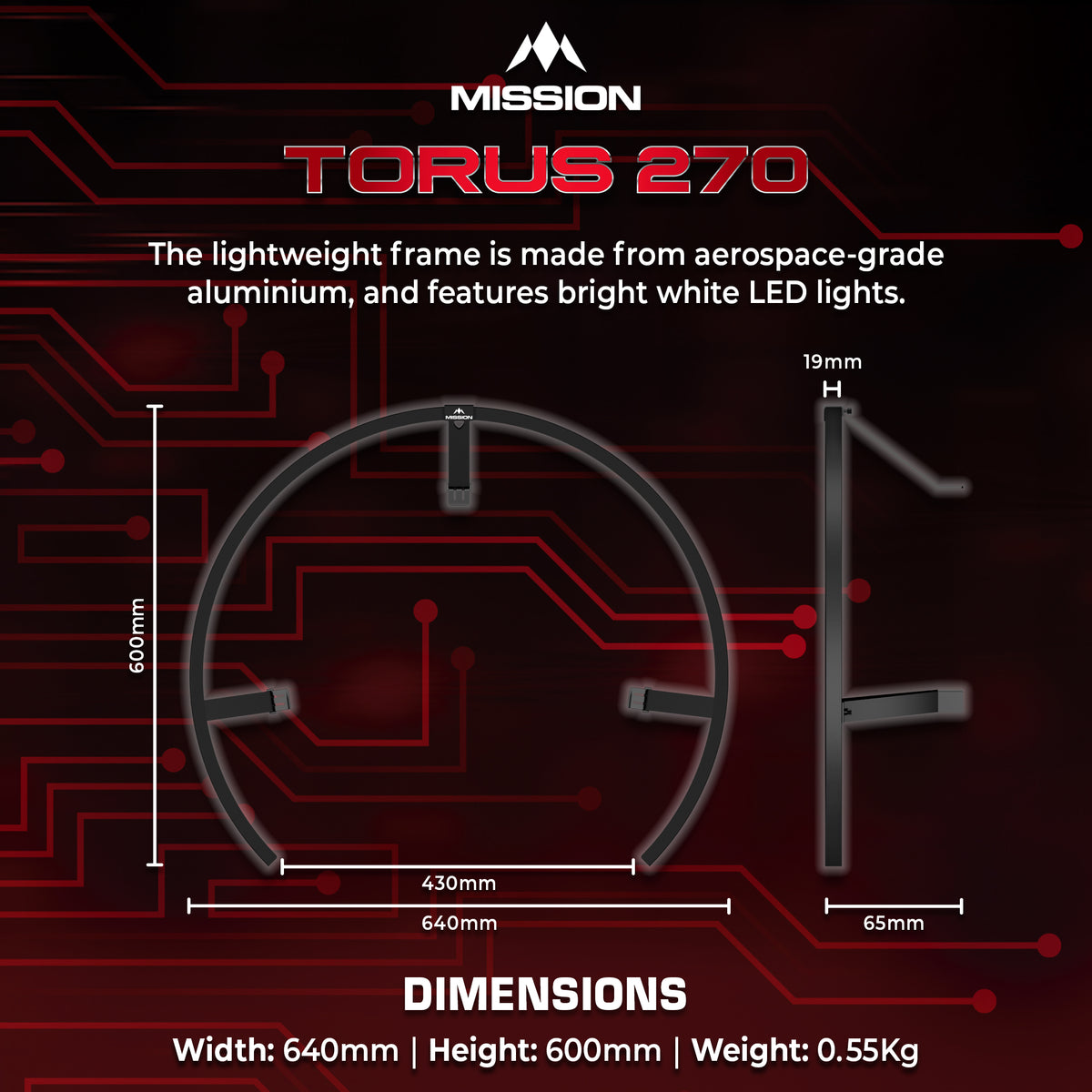 Mission Torus 270 - Dartboard Lighting - USB-C