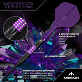 Mission Vector Darts - Steel Tip - 95% Tungsten - Black PVD & Purple Electro