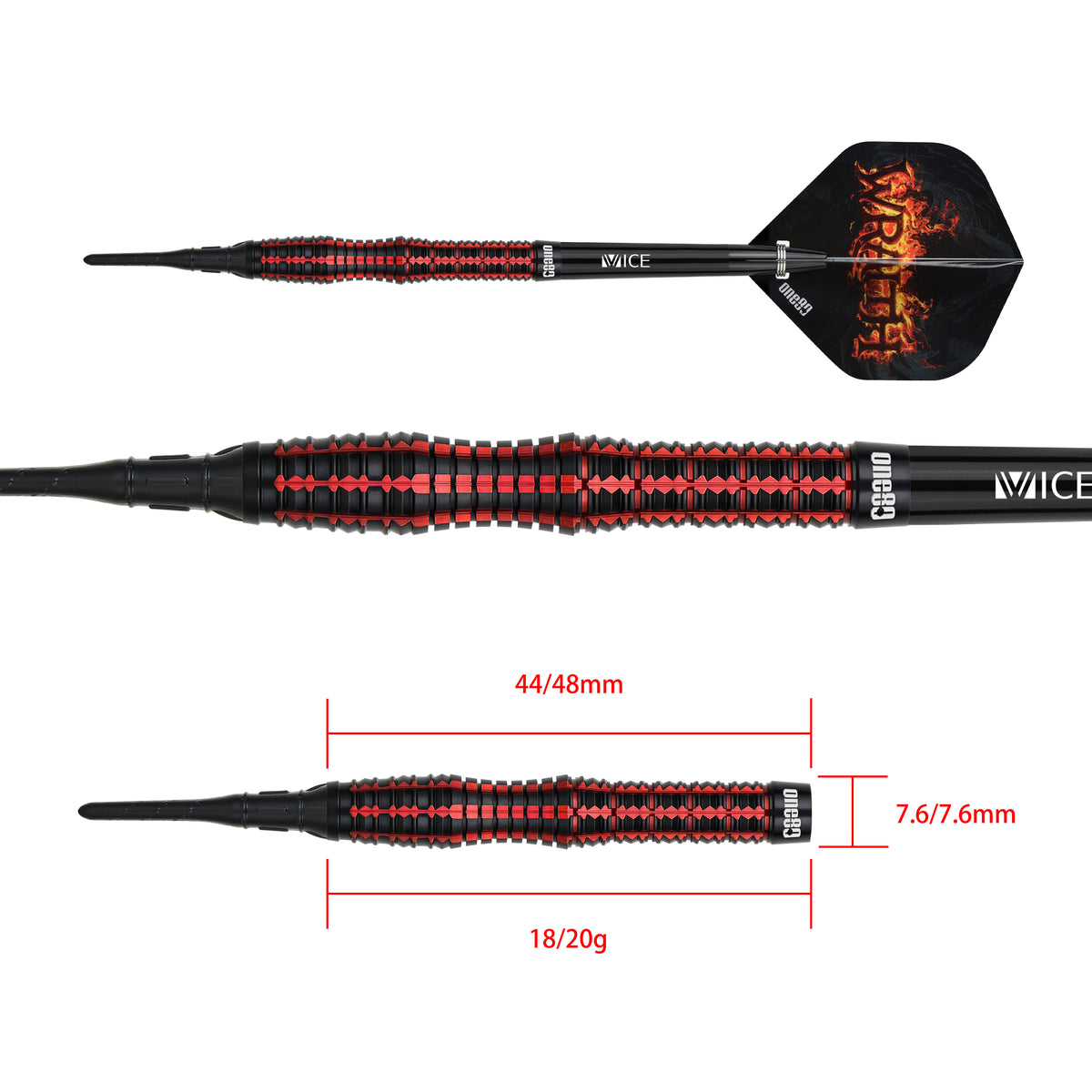 One80 Vaelkris Darts - Soft Tip - 90% Tungsten - V02 - 18g