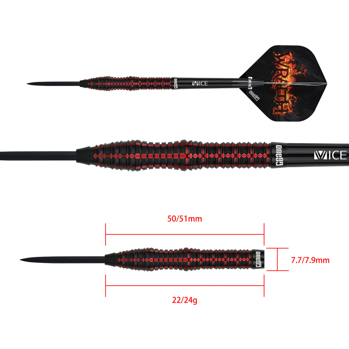 One80 Vaelkris Darts - Steel Tip - 90% Tungsten - V02