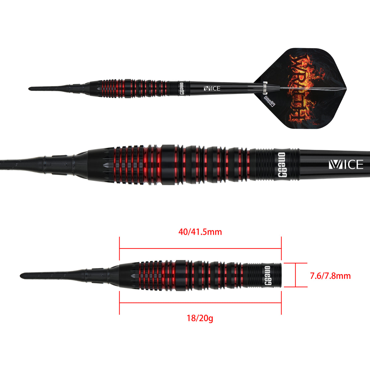 One80 Vaelkris Darts - Soft Tip - 90% Tungsten - V04 - 18g
