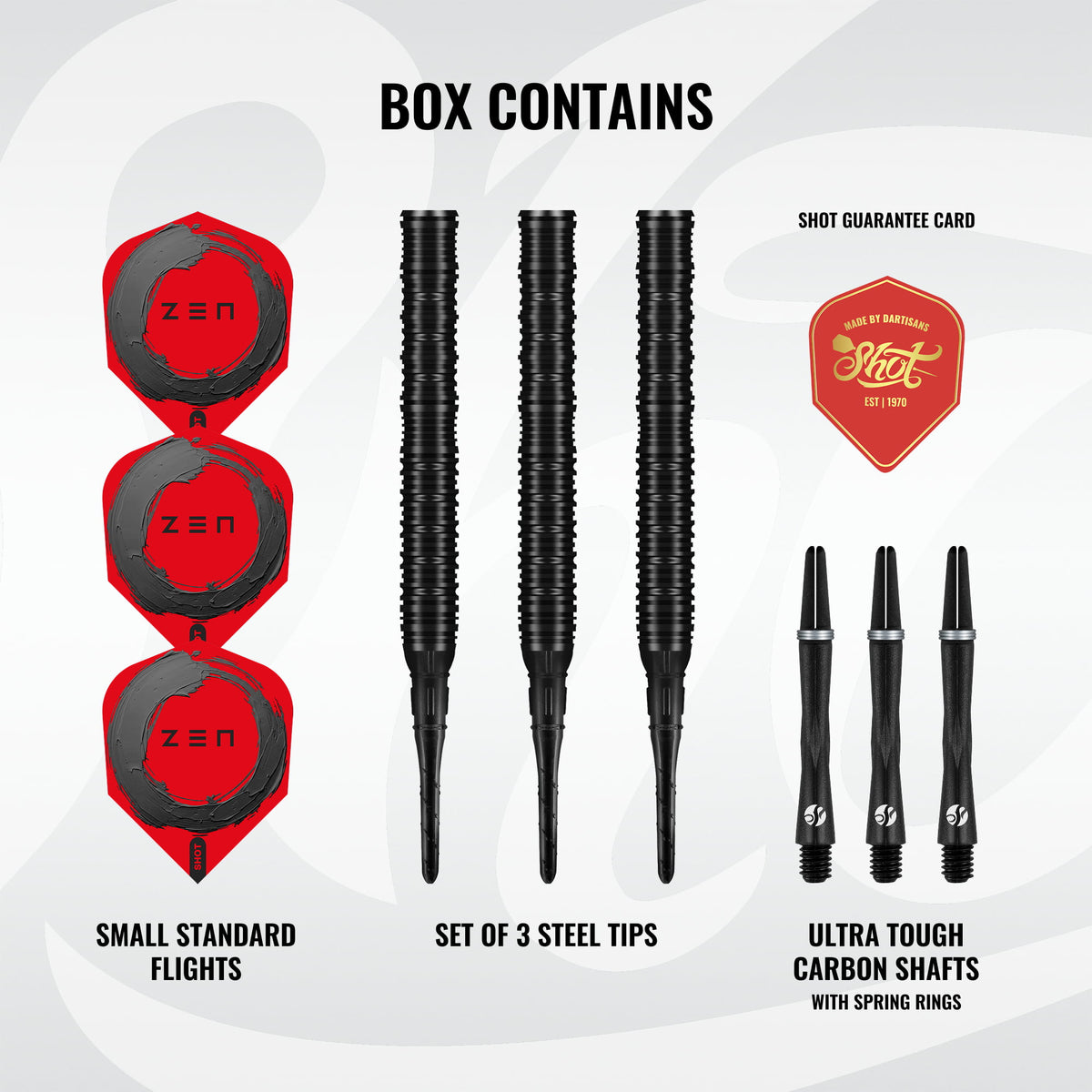 Shot Zen Darts - Soft Tip - 90% Tungsten - Straight