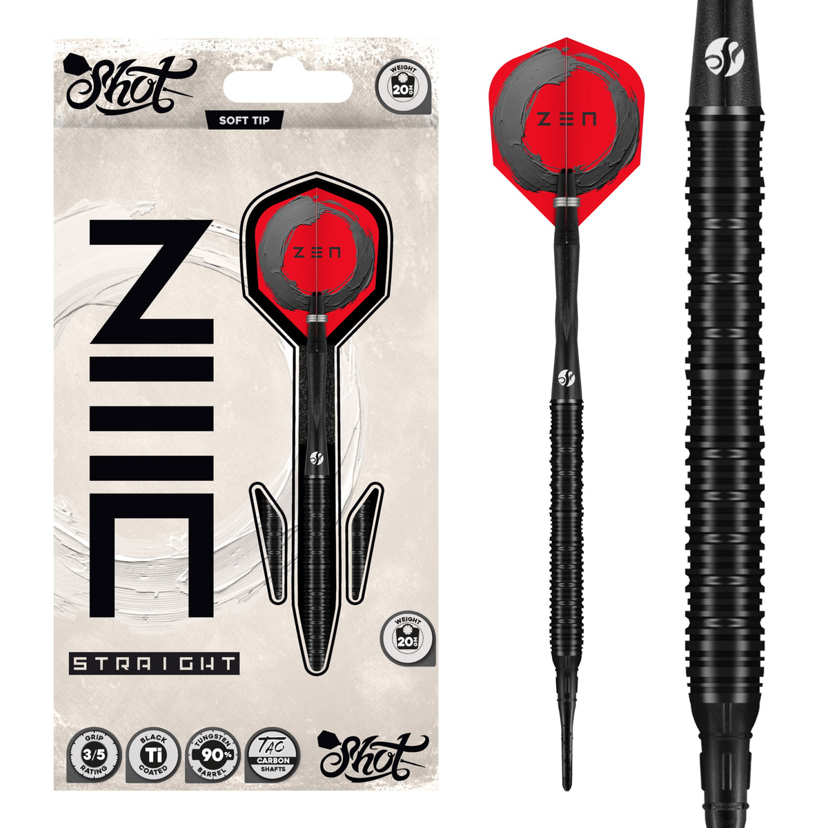 Shot Zen Darts - Soft Tip - 90% Tungsten - Straight